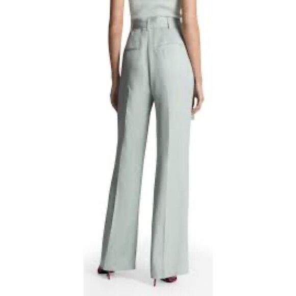 Reiss Pale Green Prairie Belted Wide Leg Pants NWOT Size 8 - Picture 2 of 7